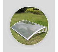 Expandable Window Awning with UV Protection Rain & Snow Shield - Clear Polycarbonate Cover - White Support Bracket - For Front Door Patio Entryway (60 x 400 cm)