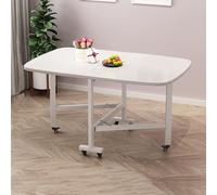 Expandable Wooden Dining Table with 6 Wheels - Space-Saving le Table for Smals Foldable Multifunctal Desk for Dining and Office Use