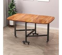 Expandable Wooden Dining Table with Universal Wheels Multifunctal Folding Desk for Smals Space-Saving le Table for Dining and Work