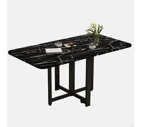 Expandable Wooden Drop Leaf Dining Table Foldable Space Saving Kitchen Table for Living Room Multifunctal 100cm Black Stone Pattern Design
