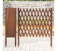 Expandable Wooden Garden Fence - 4 to 9 Ft Adjustable Privacy Screen, Decorative Outdoor Trellis, Retractable Plant Partition, Brown, 51" H x 6.6 ft L