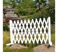 Expandable Wooden Garden Fence - Freestanding Pet Gate & Trellis Lightweight Foldable Dog Fence Panel for Plants & Pets Portable Outdoor Enclosure (White)