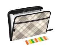 Expanded File Briefcase Expanded Document Organizer with Pocket Ash Grey Buffalo Plaids