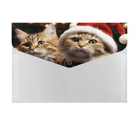 Expanding Christmas Cat File Organizer with 6 Pockets Plastic Accordion File Folders with Labels Letter Size Portable Document Paper Receipt Bill Storage for Office