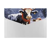 Expanding Christmas Snow Cow File Organizer with 6 Pockets Plastic Accordion File Folders with Labels Letter Size Portable Document Paper Receipt Bill Storage for Office