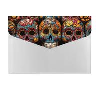 Expanding Colorful Sugar Skulls File Organizer with 6 Pockets Plastic Accordion File Folders with Labels Letter Size Portable Document Paper Receipt Bill Storage for Office