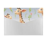 Expanding Cute Giraffe File Organizer with 6 Pockets Plastic Accordion File Folders with Labels Letter Size Portable Document Paper Receipt Bill Storage for Office
