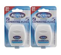 Expanding Dental Floss, Pack of 2 x 50m Waxed Mint Floss with Fluoride, Soft Texture, Anti Shred, Easy Glide, Stretches Between Teeth, Helps Remove Plaque, Daily Oral Care, Bundle by Sorenis