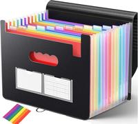 Expanding File Folder, 12 Pockets A4 Accordion File Organiser, Expandable Document Filing Box,Rainbow Bill Receipt Paperwork Organiser Storage for Home & Office & School