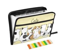 Expanding File Folder 13 Pockets A4 Letter Size Document Organizer with Zipper Closure for Librarian Stationery Organizer Supplies Kawaii-Style Cats Among Friends