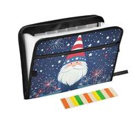 Expanding File Folder 13 Pockets A4 Letter Size Organizer Folder with Zipper Closure for Librarian Storage Container Gnome with Bursting Fireworks