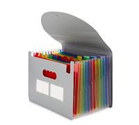 Expanding File Folder, 24 Pocket Accordian File Organizer A4 Letter Size Portable Document Organizer with Colored Tabs, Expandable Desktop Accordion Folder (Silver)