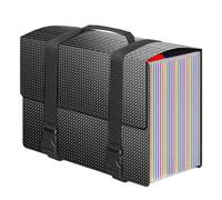Expanding File Folder, 25-Pocket Accordion File Organizer with Handle, Black Document Holder for A4/Letter Paper, Office School Supplies Organizer with Tabs