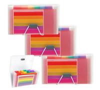 Expanding File Folder, 3 Pack Paperwork Receipt Organisers, Portable Filing Box for School Office and Home