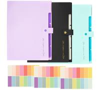 Expanding File Folder, 3 Pcs Document Organiser with 5 Pockets, Dividers Homework Folder, for Home, Office, Business Trip