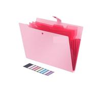 Expanding File Folder 5 Pocket Folders for Documents Portable Paper Organizer for School Office Supplies A4 Size for Paperwork(Pink)