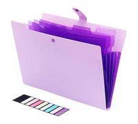 Expanding File Folder 5 Pocket Folders for Documents Portable Paper Organizer for School Office Supplies A4 Size Expandable Accordion Folder(Purple)