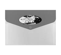 Expanding File Folder, 6 Pockets Zipper Expandable Document Organizer Accordion Filing Folder Print Astronaut Rides on Skateboard The Space Black White