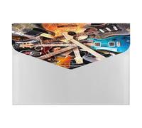 Expanding File Folder, 6 Pockets Zipper Expandable Document Organizer Accordion Filing Folder Print Art Guitars Colorful