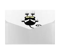 Expanding File Folder, 6 Pockets Zipper Expandable Document Organizer Accordion Filing Folder Print Black Cartoon Cat Scratching The Wall on White