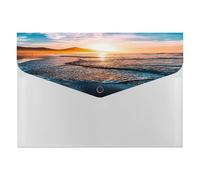 Expanding File Folder, 6 Pockets Zipper Expandable Document Organizer Accordion Filing Folder Print Beach Sunset Endless Horizons Foamy Waves Sunlight