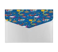 Expanding File Folder, 6 Pockets Zipper Expandable Document Organizer Accordion Filing Folder Print Flying Superheroes Speech Bubbles in Pop Art Comic