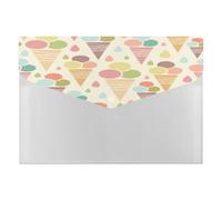 Expanding File Folder, 6 Pockets Zipper Expandable Document Organizer Accordion Filing Folder Print Ice Cream Cones Seamless Pattern in Retro Vintage Style