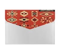 Expanding File Folder, 6 Pockets Zipper Expandable Document Organizer Accordion Filing Folder Print Native American Tribal Ethnic Elements Vector Pattern