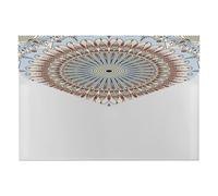 Expanding File Folder, 6 Pockets Zipper Expandable Document Organizer Accordion Filing Folder Print Retro Tribal Arabesque Ornament Peacock Feathers