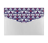 Expanding File Folder, 6 Pockets Zipper Expandable Document Organizer Accordion Filing Folder Print White Reindeers Trees Norwegian Sweater Style