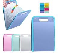 Expanding File Folder A4 with 13 Compartments, Vertical File Organizer Bag, Organiser Folder, Portable Document Organiser with Coloured Tabs, for Storing Student Test Papers School Supplies (Blue)