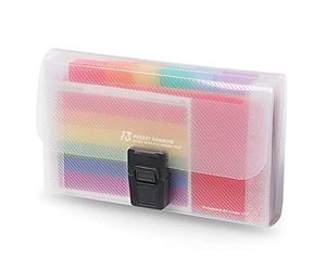 Expanding File Folder A6 Size 13 Pockets 1 Pc Portable Rainbow Document Organiser Wallet Case with Colored Labels Index