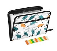 Expanding File Folder Floral Pattern in Leaves of Ash 13 Pockets Accordion Zipper Document Organizer, A4 Letter Paper Receipt Filing Folder for Classroom, Home, Office and Travel