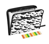 Expanding File Folder Halloween Bats Black White Zipper Accordion Document Organizer 13 Pocket Letter Size with Sticky Labels Halloween Gothic