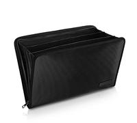 Expanding File Folder Important Document Organizer Fireproof & Waterproof Document Bag with A4 Size 3 Pockets Zipper Closure Non-Itchy Silicone Coated Portable Filing Wallet Pouch(14.3inx9.8inx1.6in)