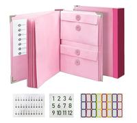 Expanding File Folder Organizer-Document Organizer with Pockets & Label for Office, School, or Home, Important Papers & Essentials Storage, in Case I Go Missing Binder（2" Thick） (Pink-Corner)