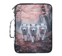 Expanding File Folder Organizer for Documents with Labels Portable Bill Receipt Accordion School Office Supplies 14 x 10 in Three White Wolves