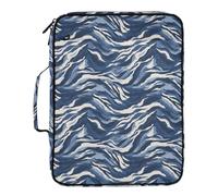 Expanding File Folder Organizer for Documents with Labels Portable Bill Receipt Accordion School Office Supplies 14 x 10 in Blue White Tiger Stripe