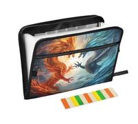 Expanding File Folder Red Blue Dragon Sea, 13 Pockets Accordion File Organizer with Sticky Labels Zipper Portable A4 Document Organizer for Home Office School Supplies