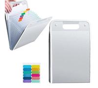 Expanding File Folder, Vertical A4 File Organizer with Handle, Portable Vertical Poly Pockets Document, Large Capacity Document Bag Accordion, Expanding Folder for Office Business School (White)