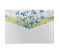 Expanding File Folder with 6 Pockets, Waterproof A4 Document Holder with Snap Closure, Blue Cornflowers Accordion File Organizer for Office, Home, Travel & Gifts