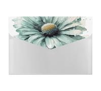 Expanding File Folder with 6 Pockets, Waterproof A4 Document Holder with Snap Closure, Mint Green Watercolor Daisy Accordion File Organizer for Office, Home, Travel & Gifts