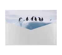 Expanding File Folder with 6 Pockets, Waterproof A4 Document Holder with Snap Closure, Penguins on The Iceberg Accordion File Organizer for Office, Home, Travel & Gifts