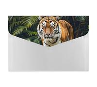 Expanding File Folder with 6 Pockets, Waterproof A4 Document Holder with Snap Closure, Tiger on A Boulder in The Jungle Accordion File Organizer for Office, Home, Travel & Gifts