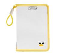 Expanding File Folder with Hand Strap, Clear Document Bag for Organising A4 Test Papers, Waterproof PP Storage Case, 32x23x3cm Macaron Portable Holder for StudentsYellow