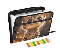 Expanding File Folder with Labels 13 Pockets A4 Letter Size with Zipper Closure for Classroom Home Office Travel Cartoon Funny Bengal Cats Grieved organizador