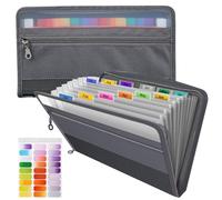 Expanding File Folders, 13 Pockets Filing Accordion Folder Document Organiser with Zipper, Receipt Coupon Organiser with Colored Tags, Expandable Folders for Paperwork B6,Documents and Paper Storage