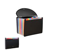 Expanding File Organiser Box Files Folder,13 Pockets A4 Expanding File Folder with Button Closure,Waterproof Accordion Paper File Organizer Document Folder with Colourful Sticky Labels