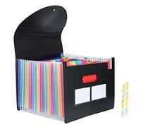 Expanding File Organisers, 24 Pockets Document Organiser,A4 Size Accordion Folder with Foldable Lid and Multi-Coloured Labels, Portable Paper and File Storage Box File for Home,Office and School Use