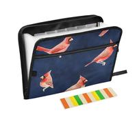 Expanding File Organizer 13 Pockets A4 Letter Size with Zipper Closure for Hanging File Folder Chic Northern Bird Birds Navy Blue organizador